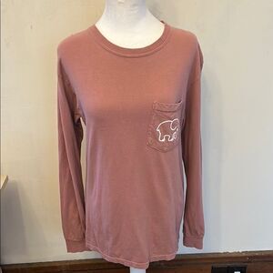 Ivory Ella mauve long sleeve elephant tee shirt Size S EUC
